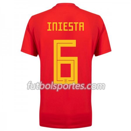 Camisetas España A_Iniesta 6 Mujer Primera Equipacion Mundial 2018